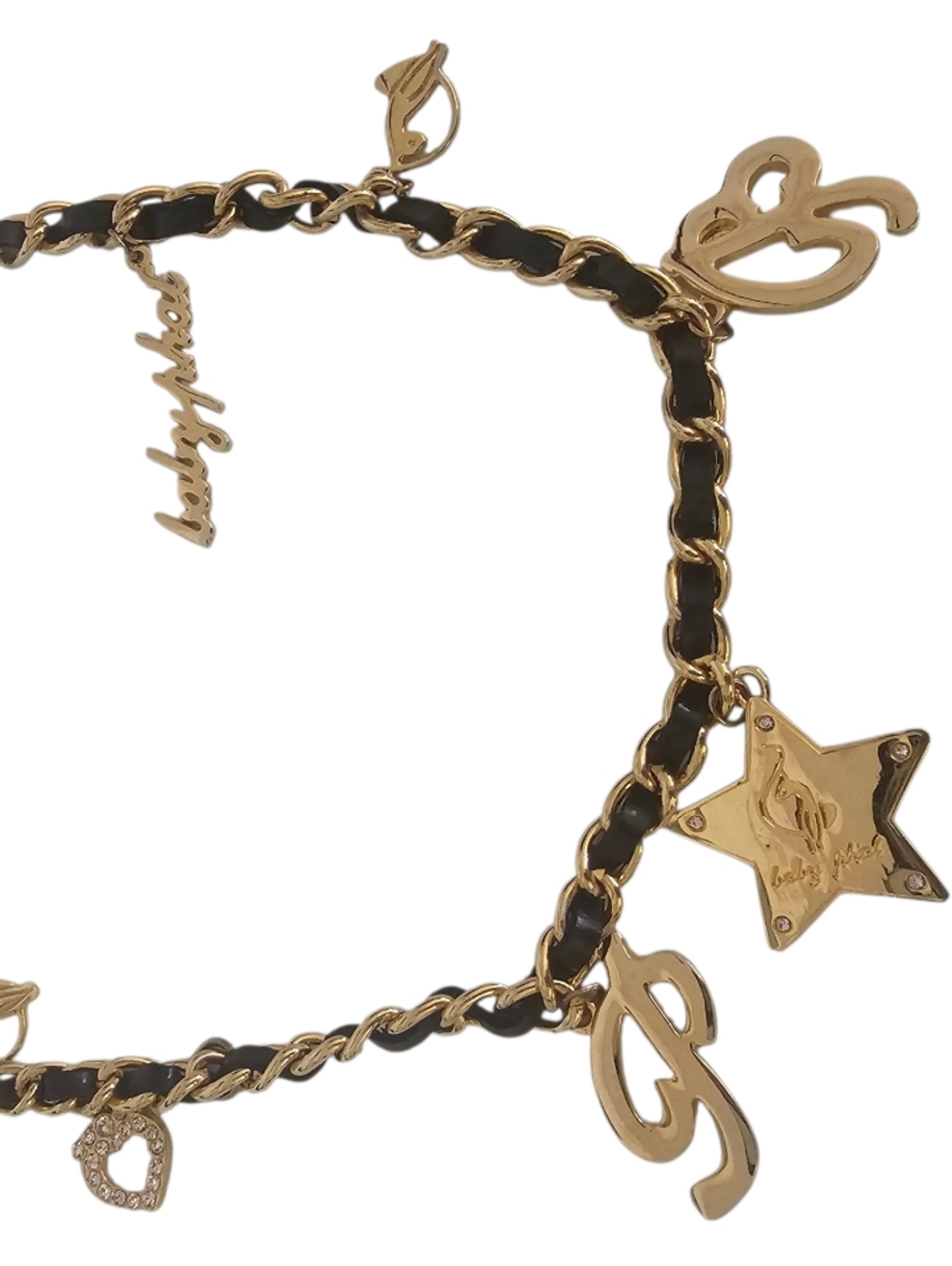 VINTAGE Baby Phat Y2K Gold Charm Chain Belt - McBling Aesthetic - Picture 5 of 13